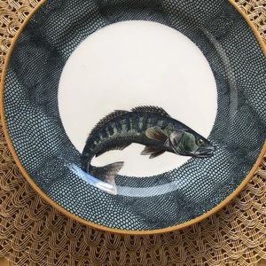 Williams Sonoma English Angler Bass  Porcelain Salad Plate EUC